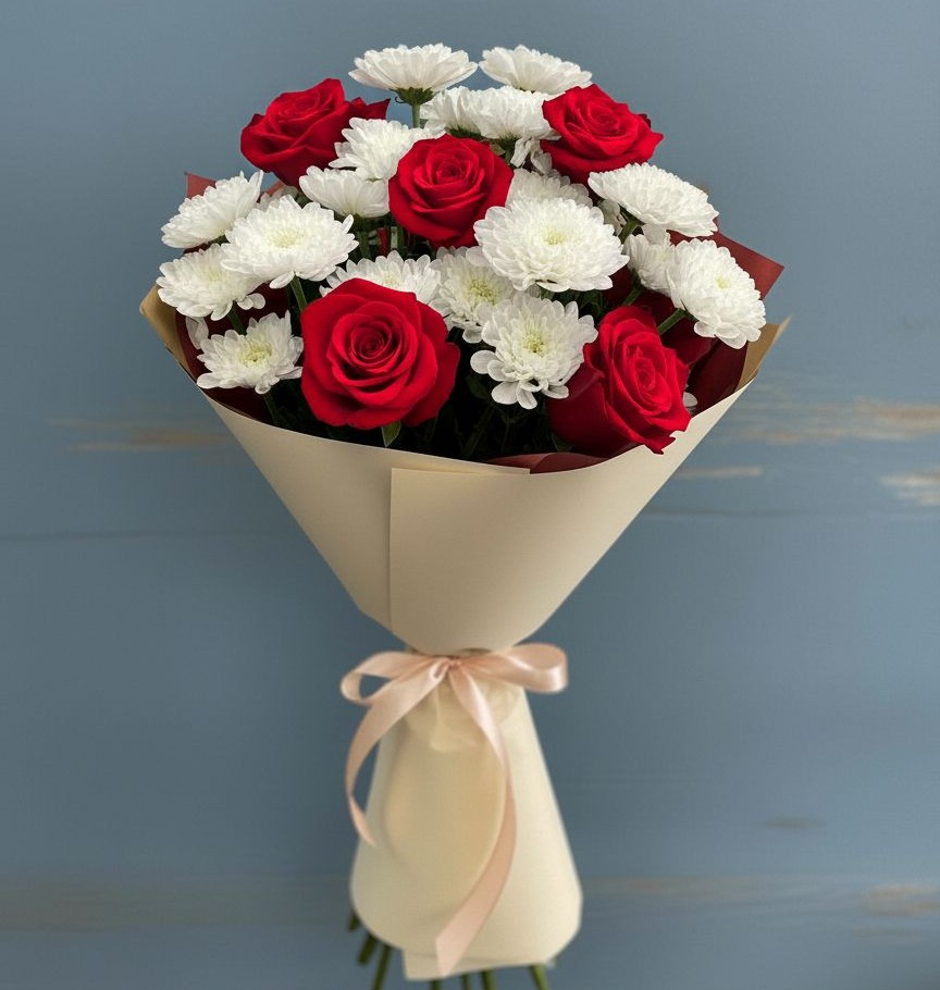 Букет цветов из: Розы и Хризантемы в Падаре