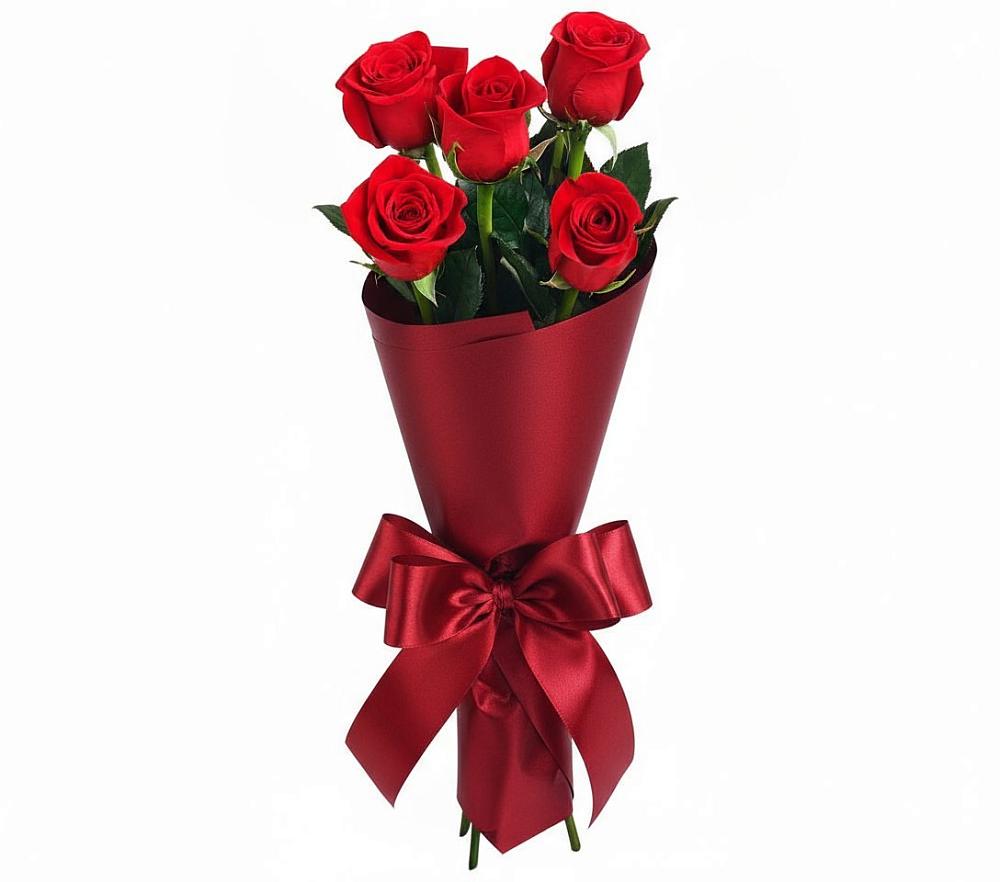 Букет 5 Красных роз Эдлесс Лав в Падаре