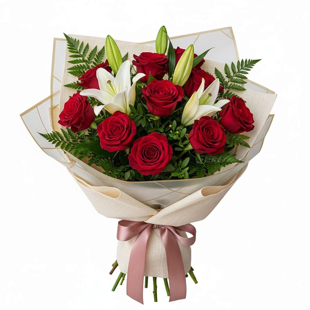 Букет цветов из: Лилии и Розы в Падаре