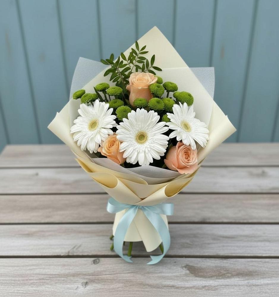 Букет цветов из: Герберы, Розы и Хризантемы в Падаре