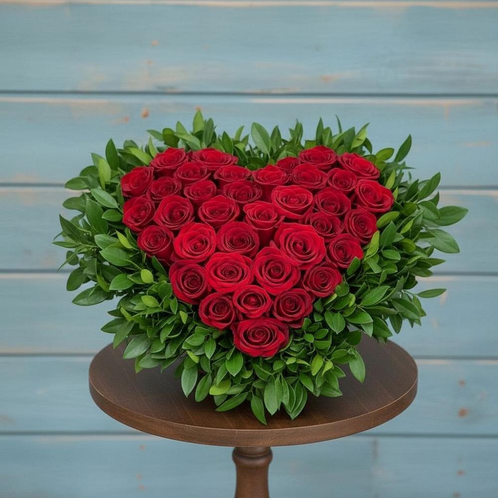 Цветочная композиция из Розы в виде сердца в Падаре