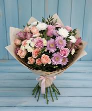 Букет цветов из:  Хризантемы, Розы и Альстромерии в Падаре